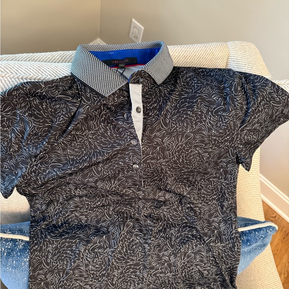 Greyson Gray and Black women’s printed golf polo NWT. Size small